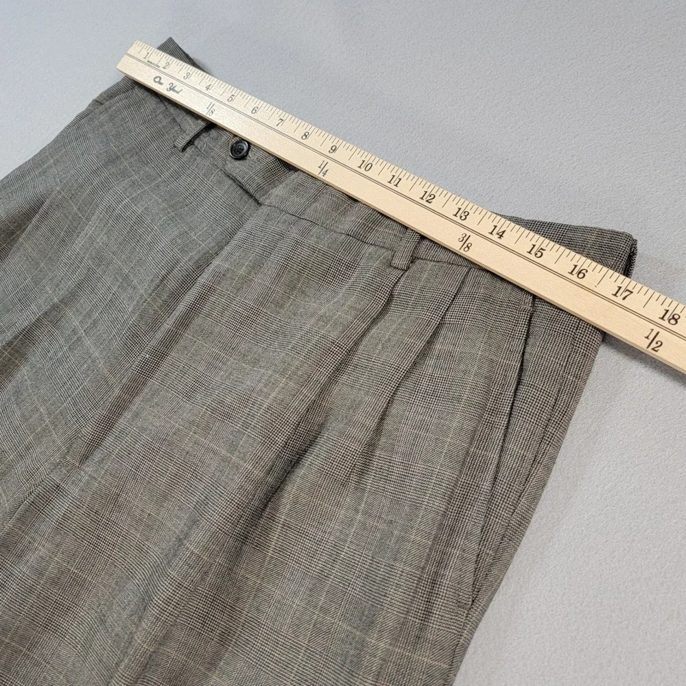 Oscar de la Renta 2 Piece Suit 100% Wool Glen Plaid Gray Classic Men's 42R 34x30